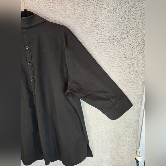Foxcroft NYC Womens Sz 22W No Iron Black Casual Comfort Full Front Button Blouse - Picture 12 of 14